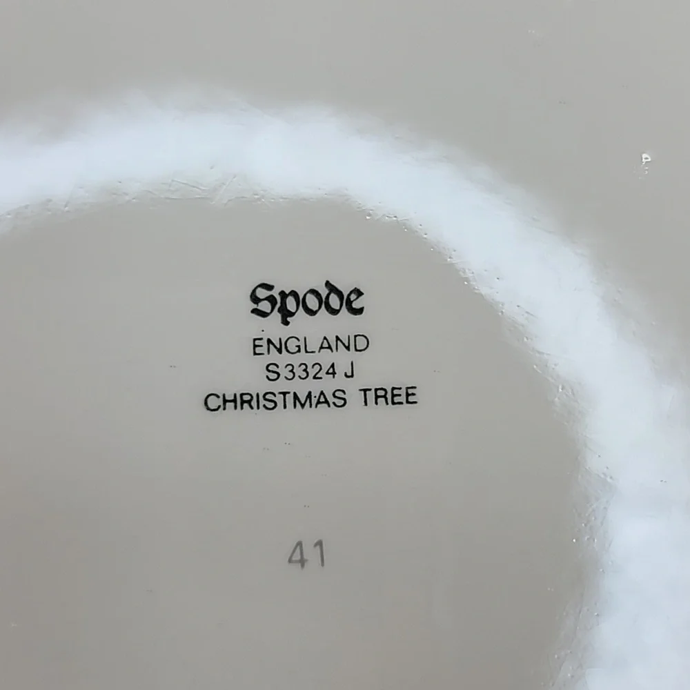 Spode Christmas Tree Vintage Collectible Ceramic Handled Square Cake Plate